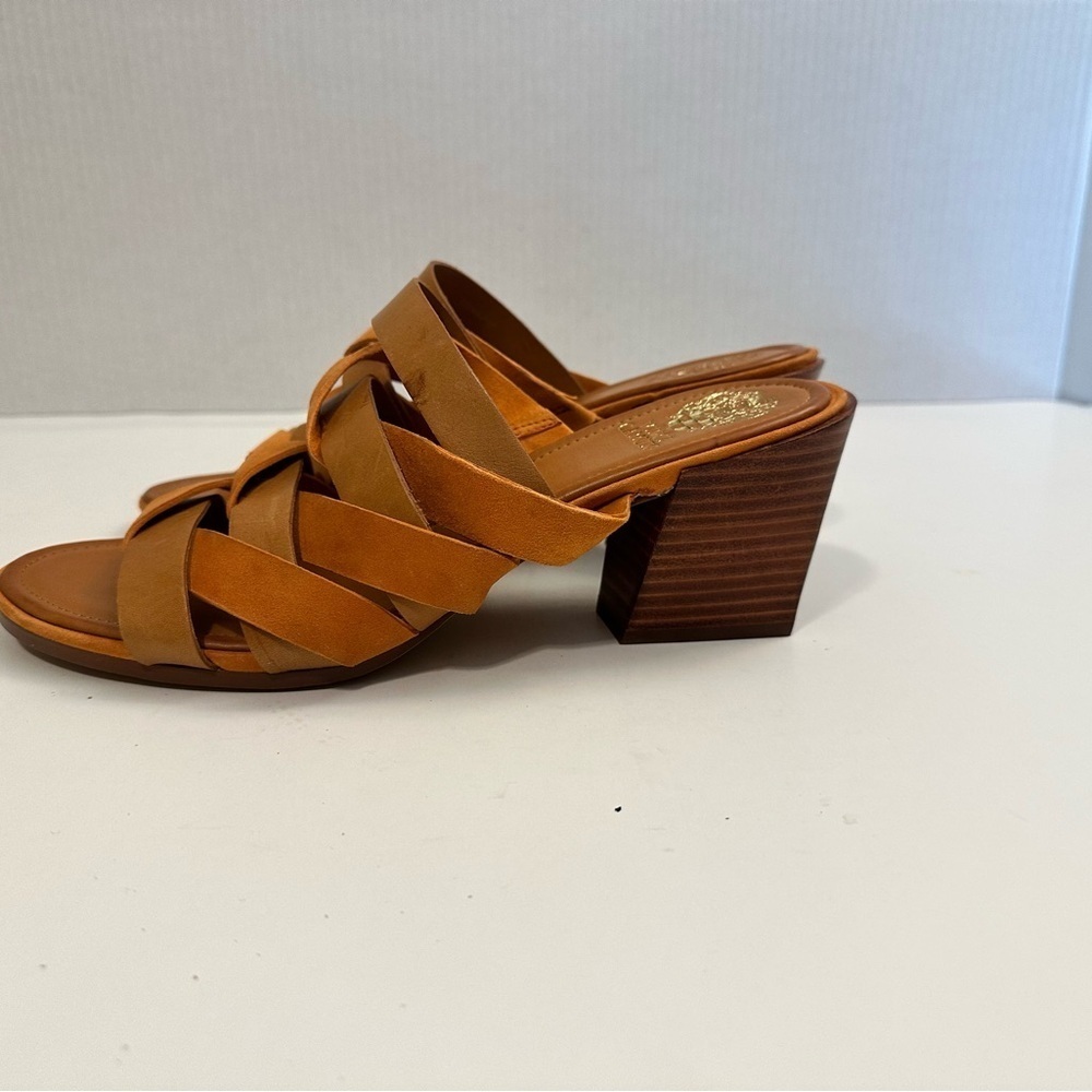Vince Camuto Women's Deljesta Light Cognac Crisscross Heel Sandals Size 10 - Picture 5 of 12